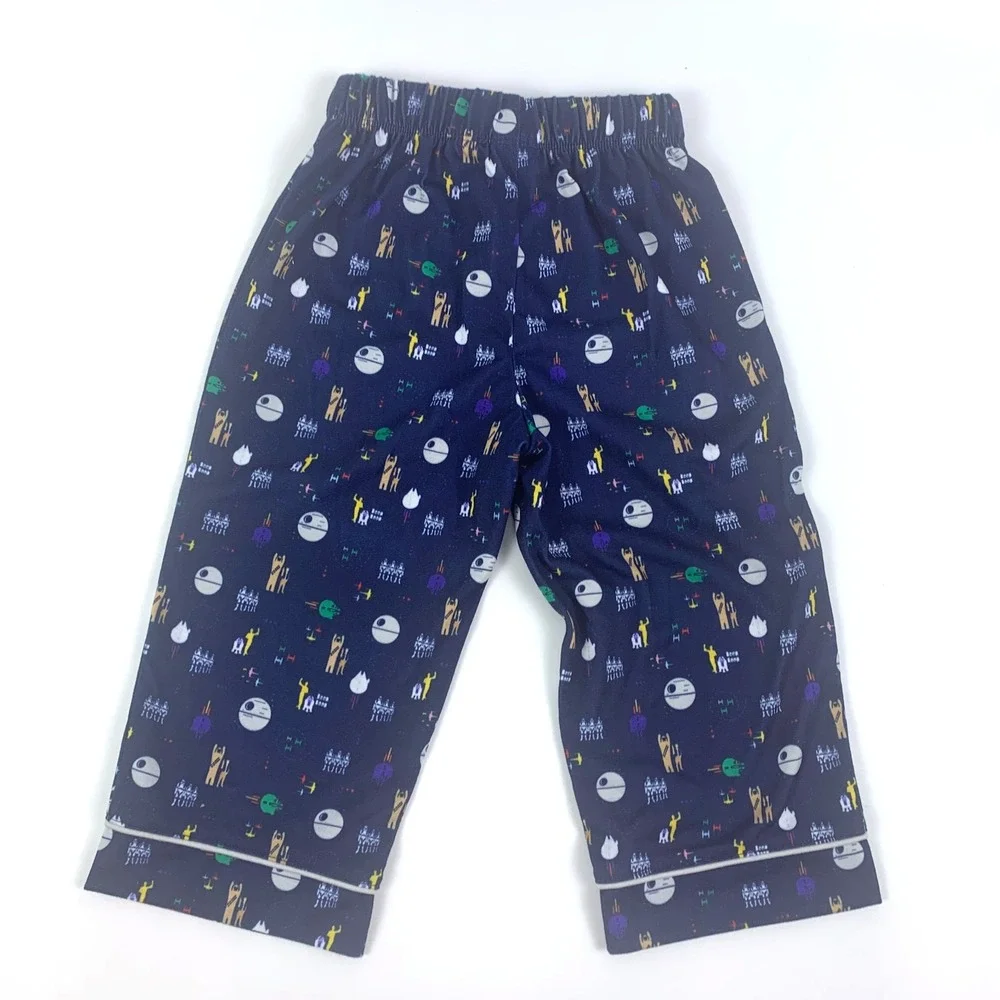 Disney Store Star Wars Pajama Set Kids Sz 2 Blue Death Star Falcon Droids Chewie